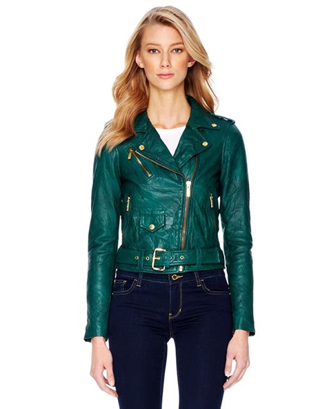 crinkled leather moto jacket michael kors|Michael Kors leather motorcycle jacket.